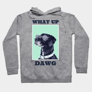 dog with a pun quote What up dawg Exisco Hoodie